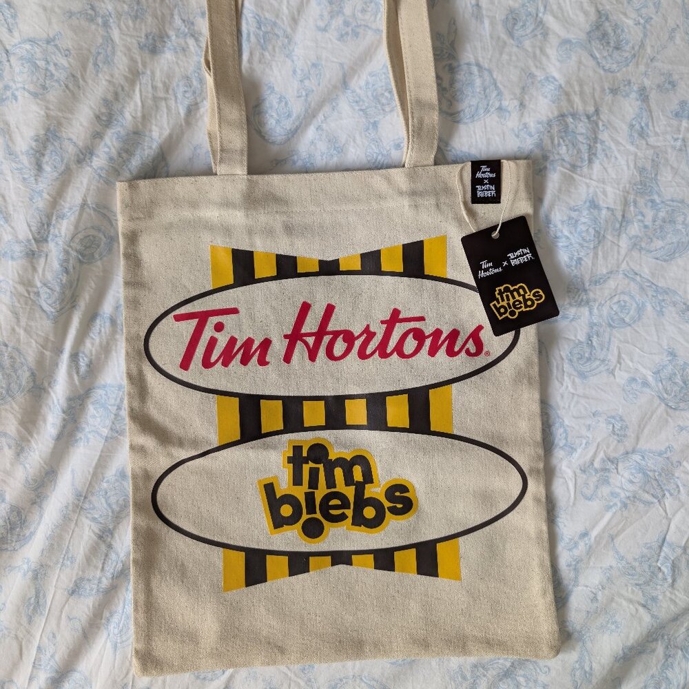 3/$30 Limited Edition Justin Bieber x Tim Horton's canvas tote BNWT